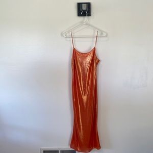 ASOS NWT Orange Iridescent Slip Midi Dress